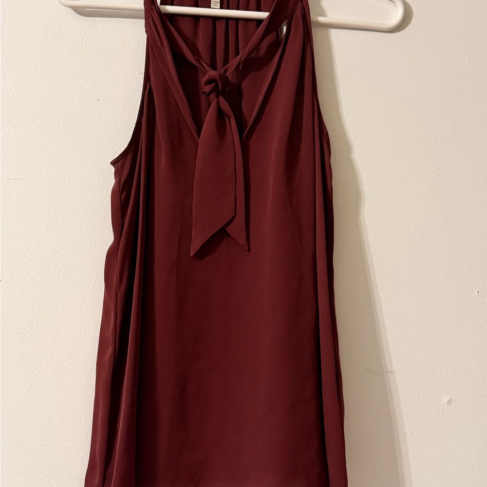 Sleeveless Tie-Neck Women's Top in Burgundy